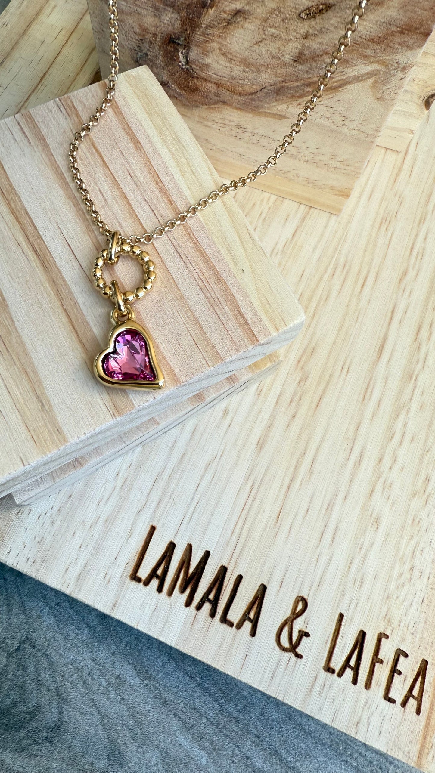 Pink Heart Necklace- L22