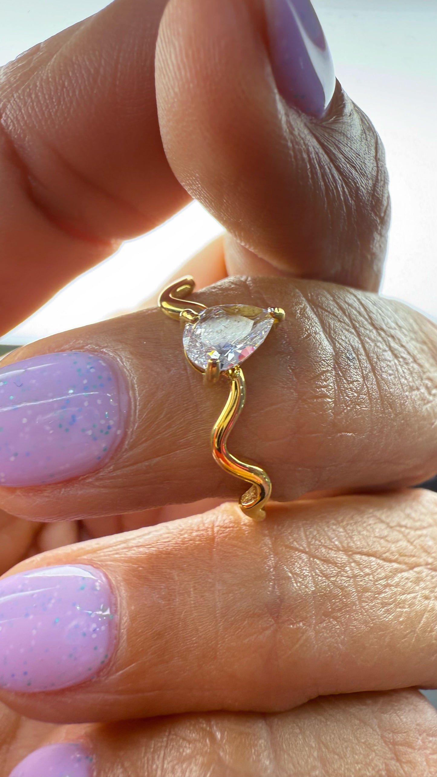 Brilliant Drop Steel Ring- S33
