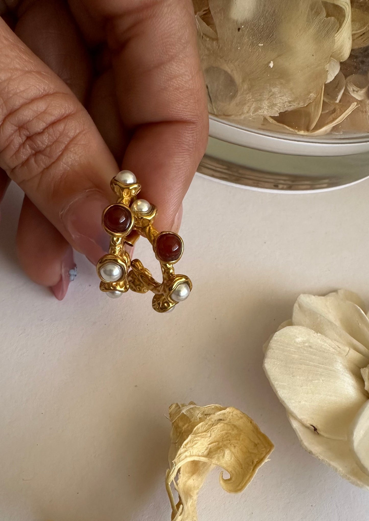 Pretty Pearls Steel Hoops- S50