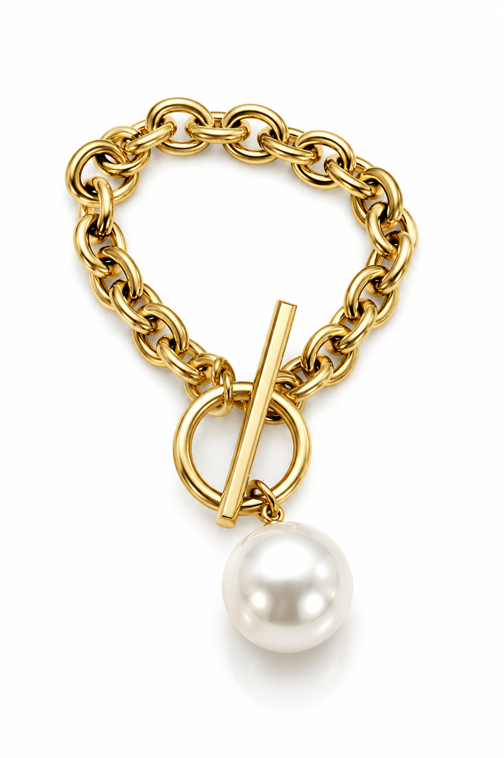 Big Pearl Steel Bracelet- S1129