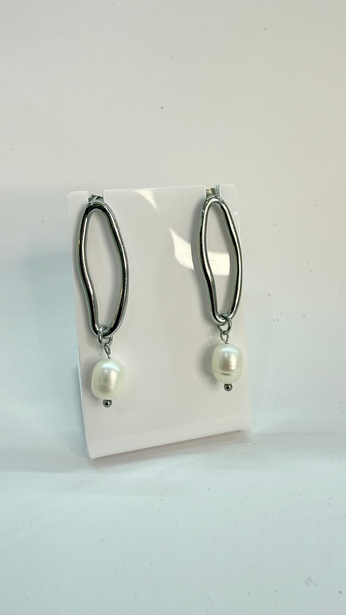 Pearls Steel Earrings- S40