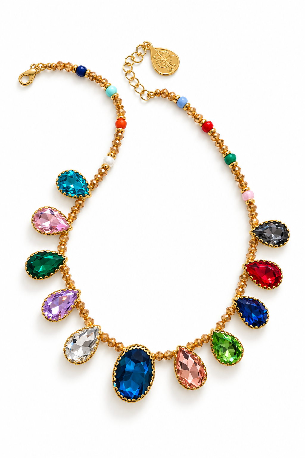 Glam Gemstones Drops Necklace- T5