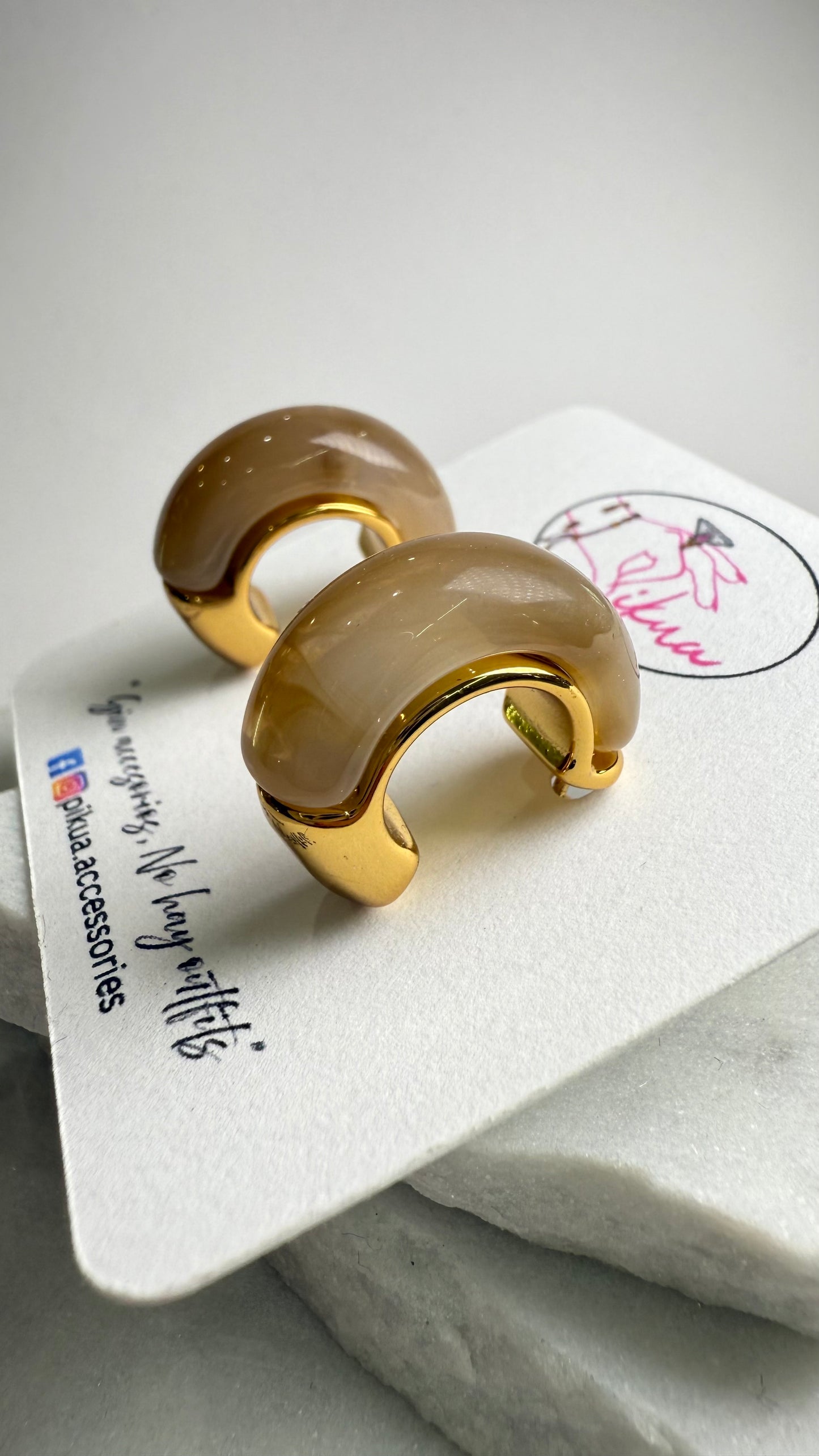 Marble Taupe Hoops- S411