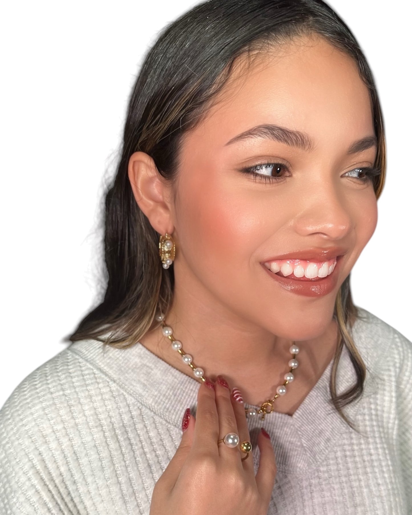 Pearls Hoops Earrings-S56