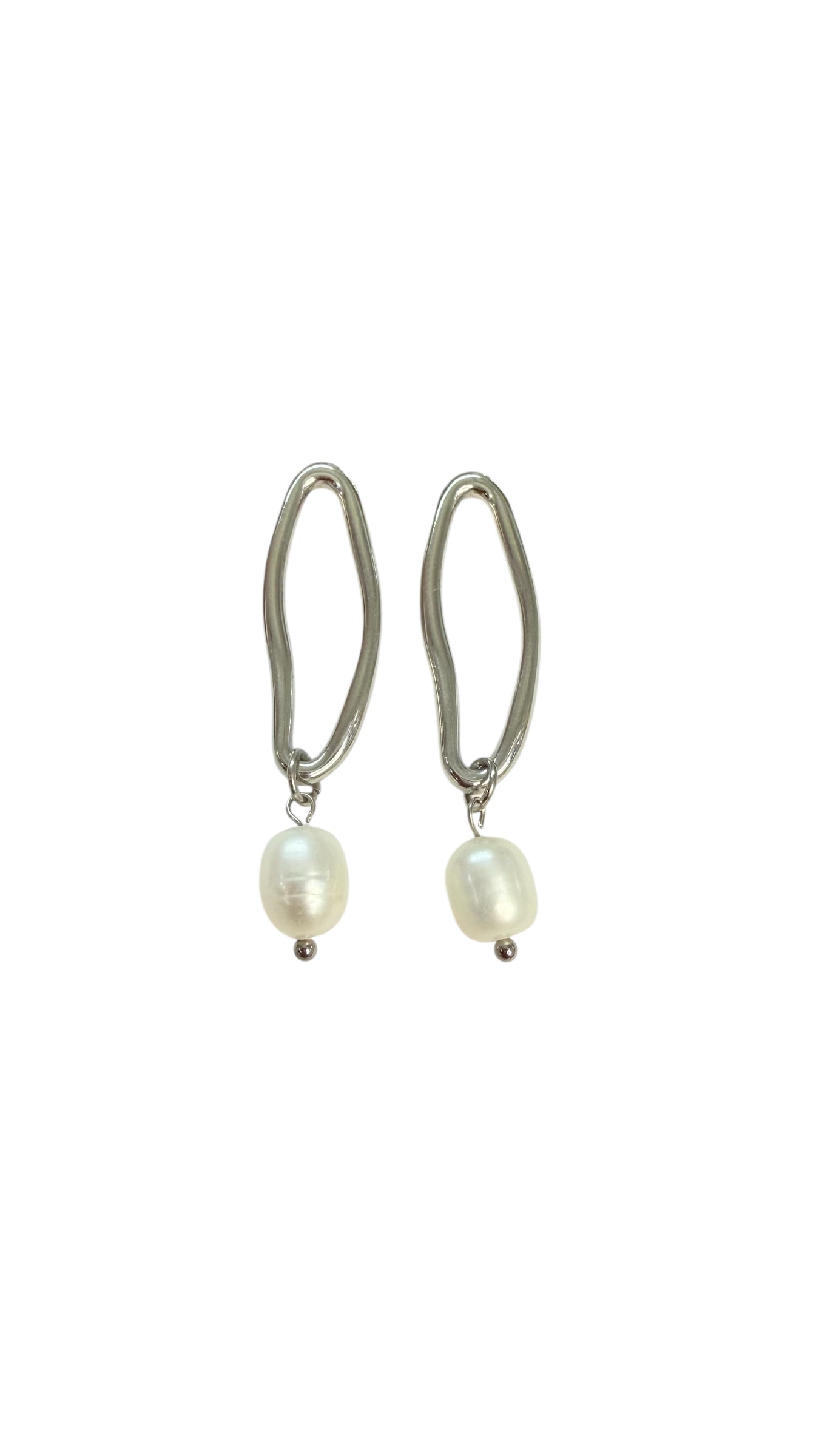 Pearls Steel Earrings- S40