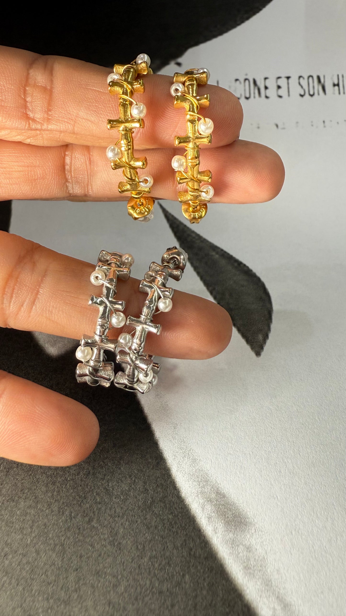 Cross Hoops Earrings- S114