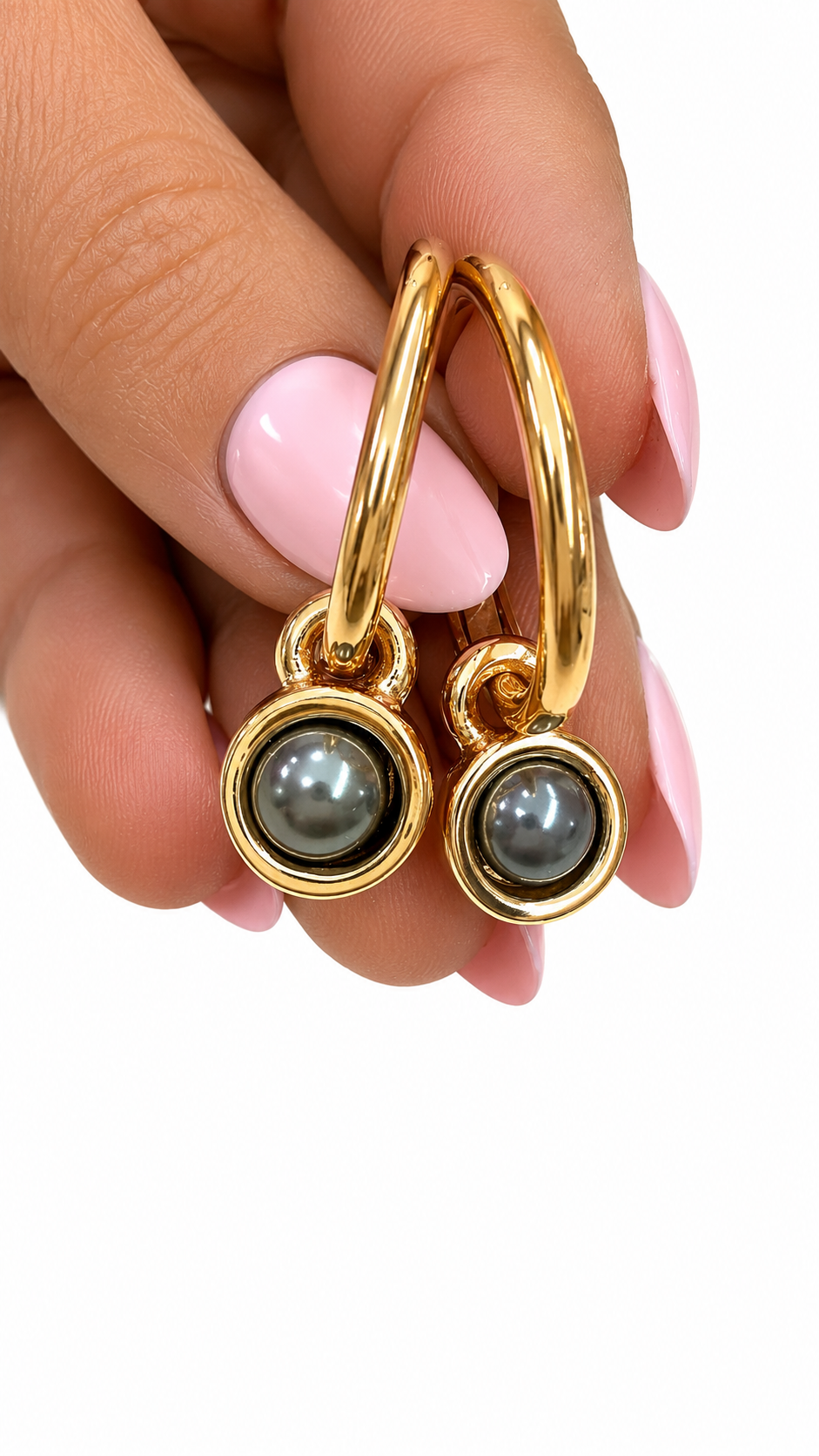 Dark Pearl Hoops- L32
