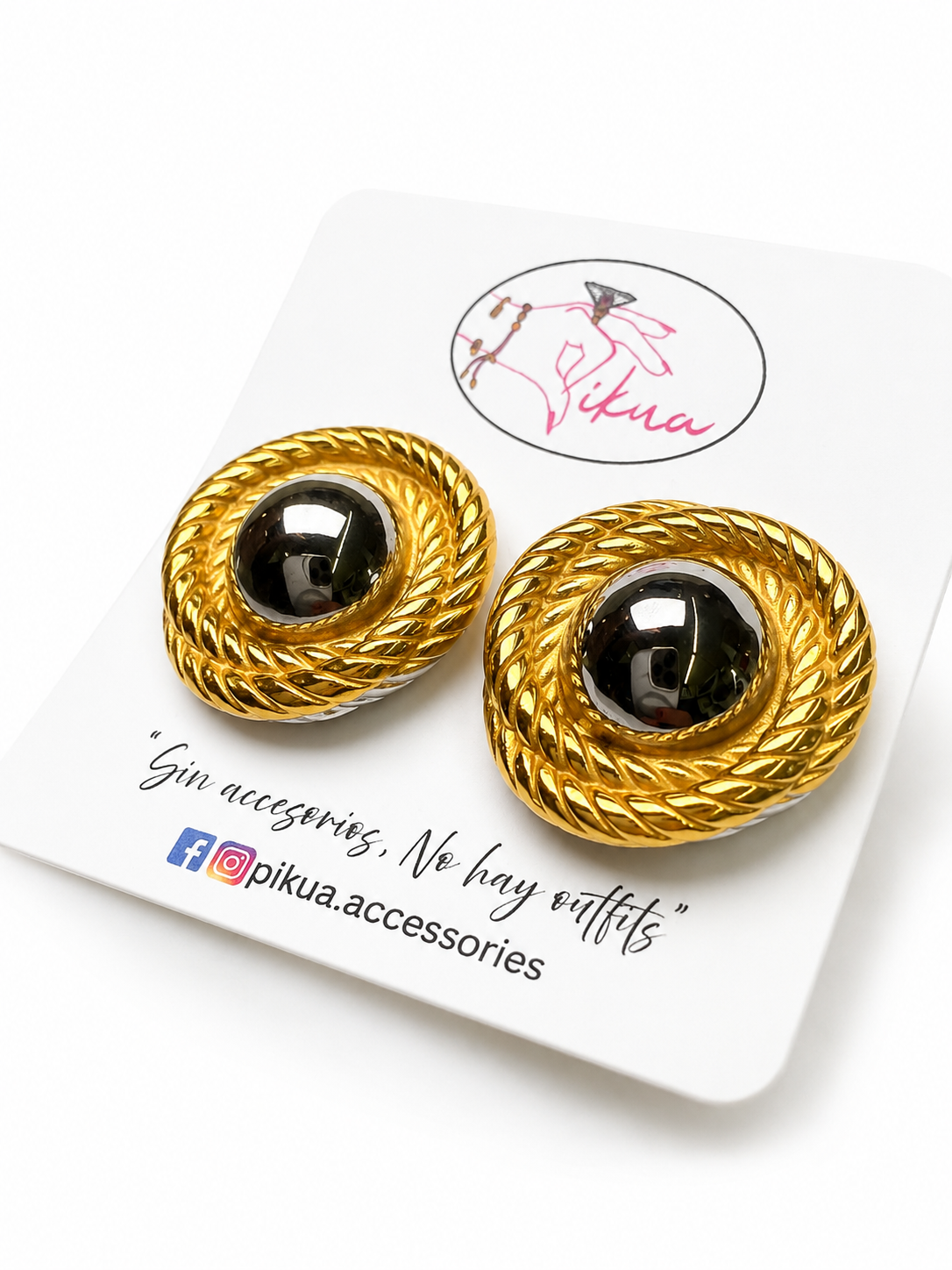 Two Tones Stud Earrings-S37