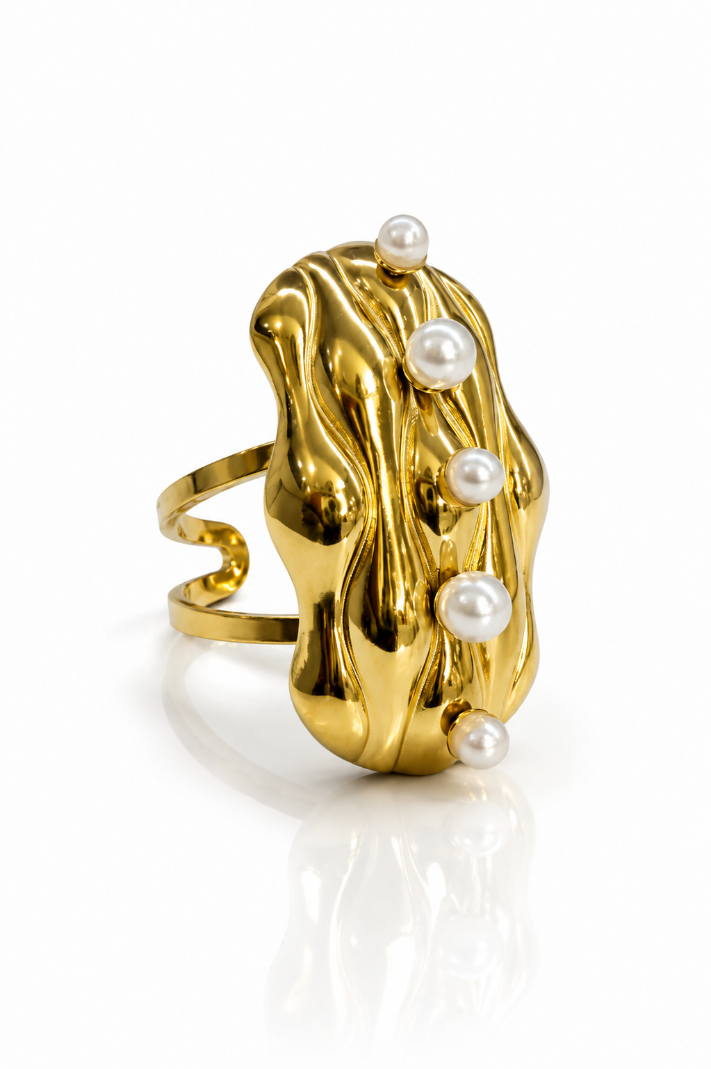 Abstract Pearls Steel Ring- S710