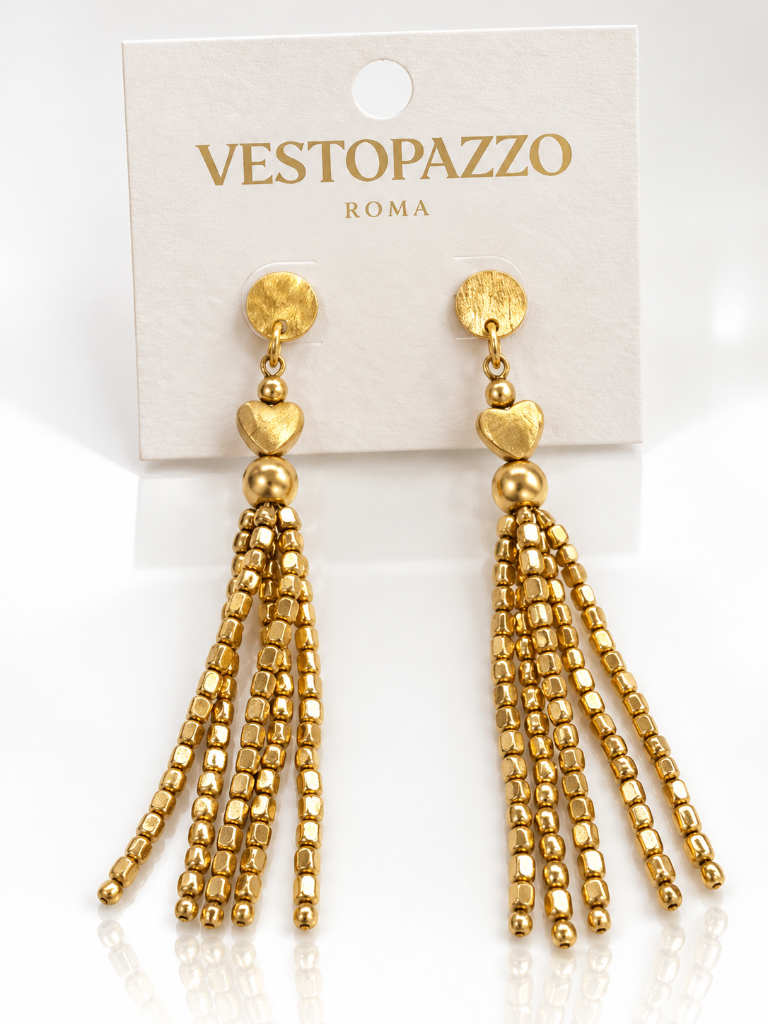 Golden Heart Tassel Earrings - B74
