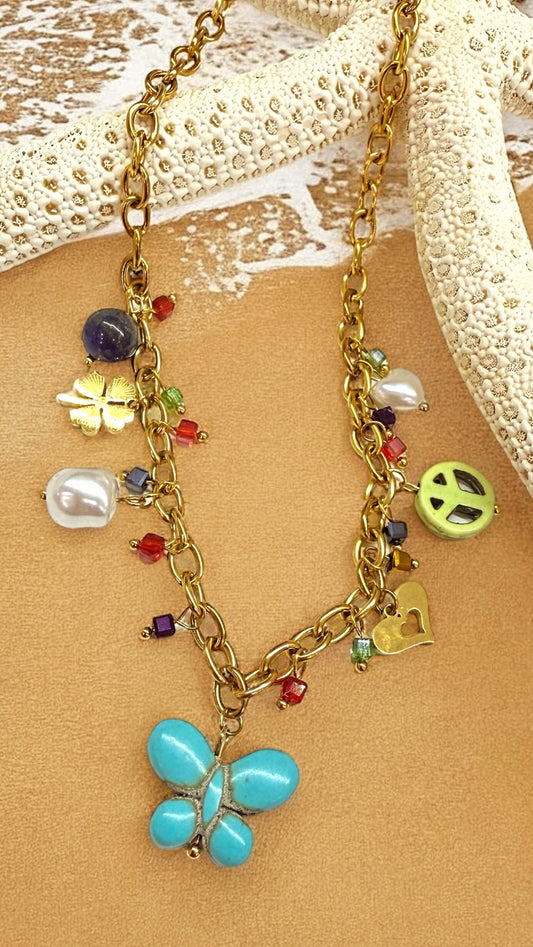 Butterfly Steel Necklace- S610