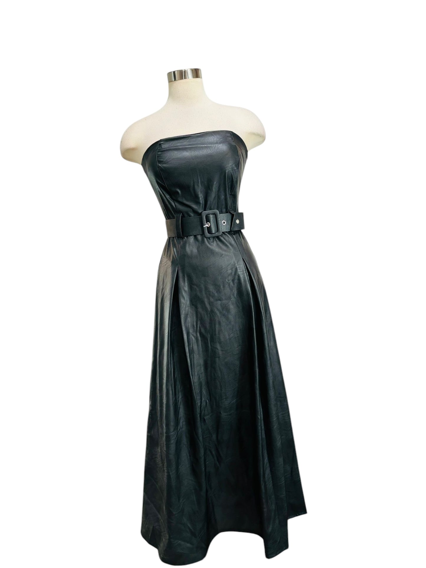 Leather Black Long Dress