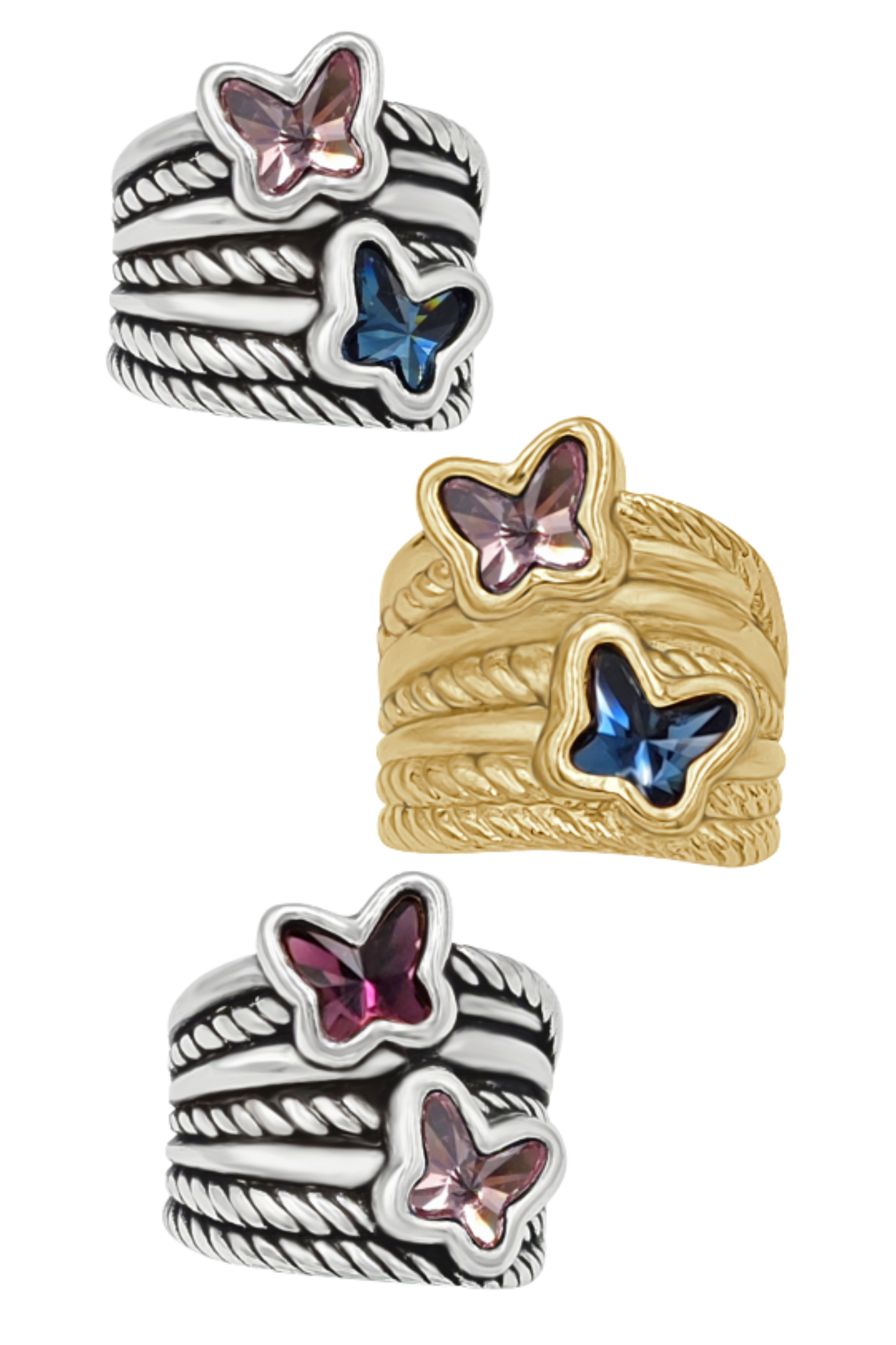 Duo Butterfly Ring- L113