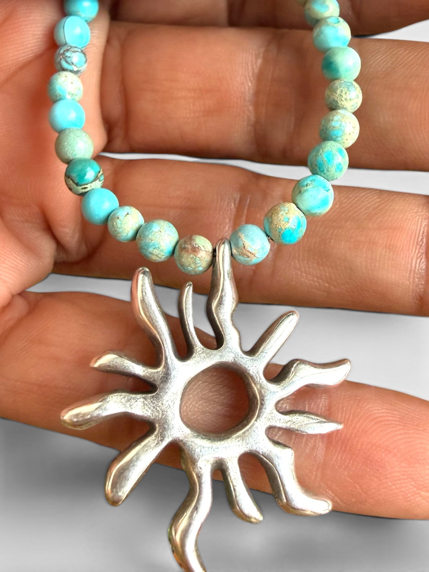 Silver Sun Necklace- P027