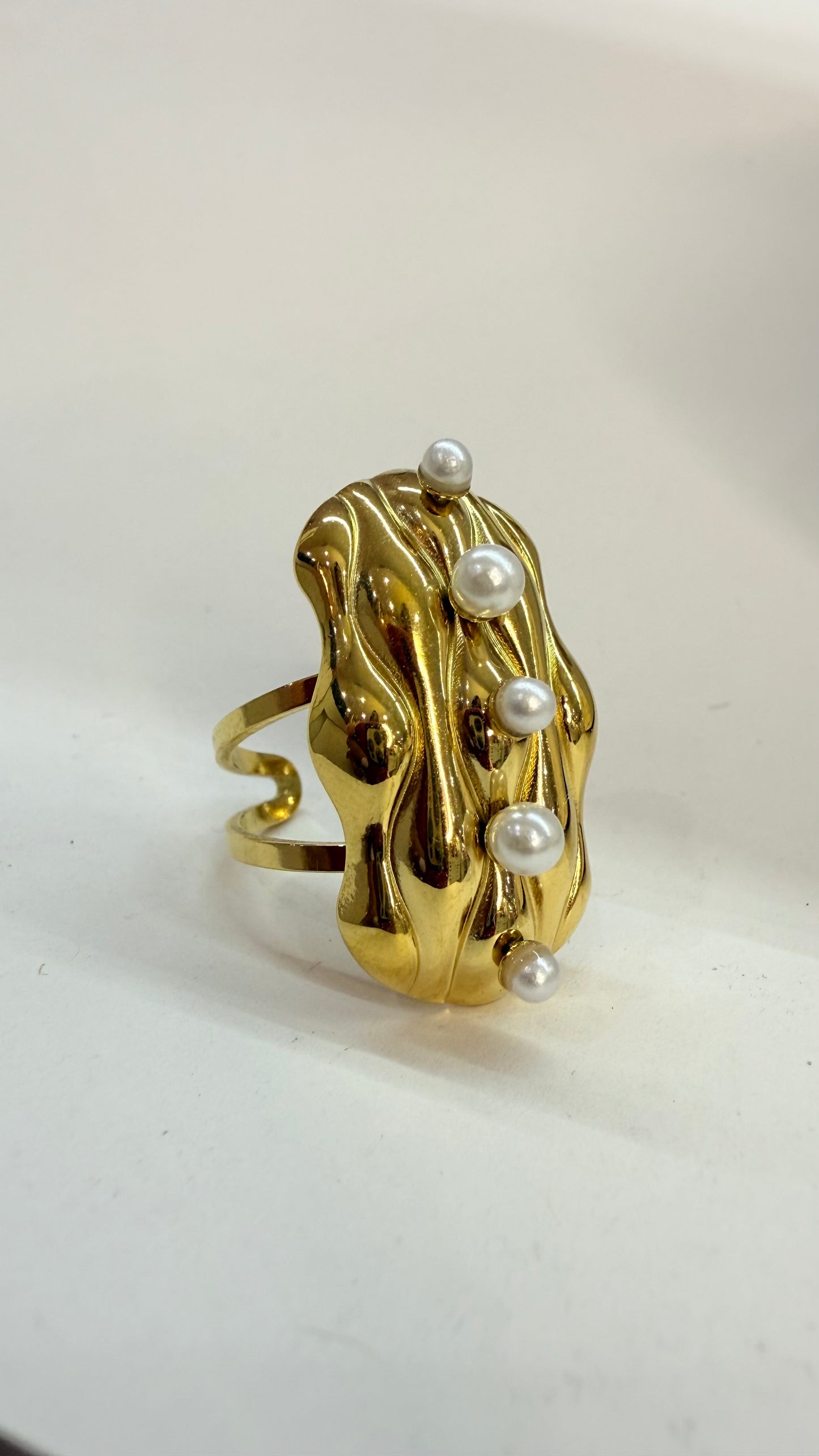 Abstract Pearls Steel Ring- S710