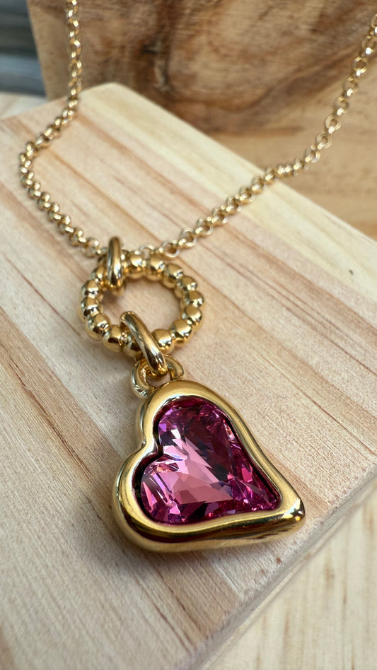 Pink Heart Necklace- L22