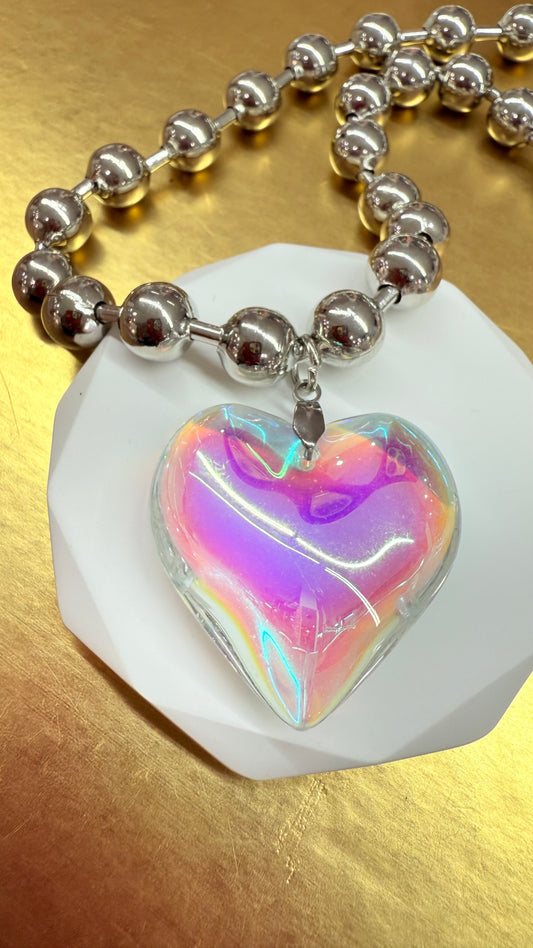 Iridescent Heart Necklace- S109