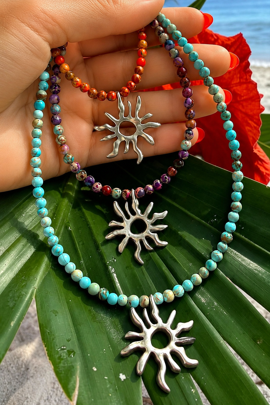 Silver Sun Necklace- P027
