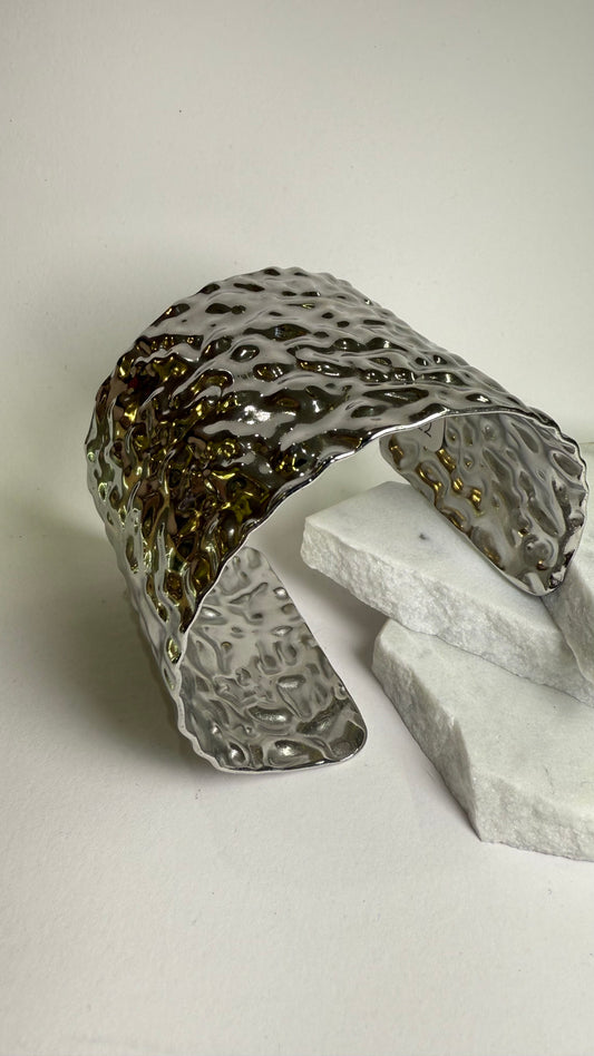 Silver Chunky Bangle-S61