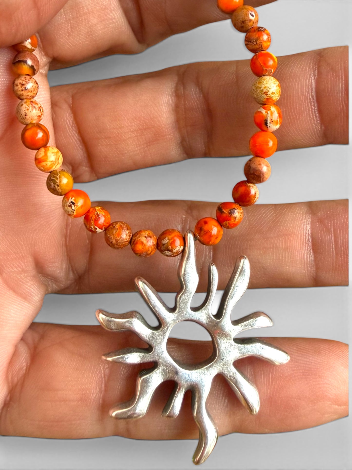 Silver Sun Necklace- P027