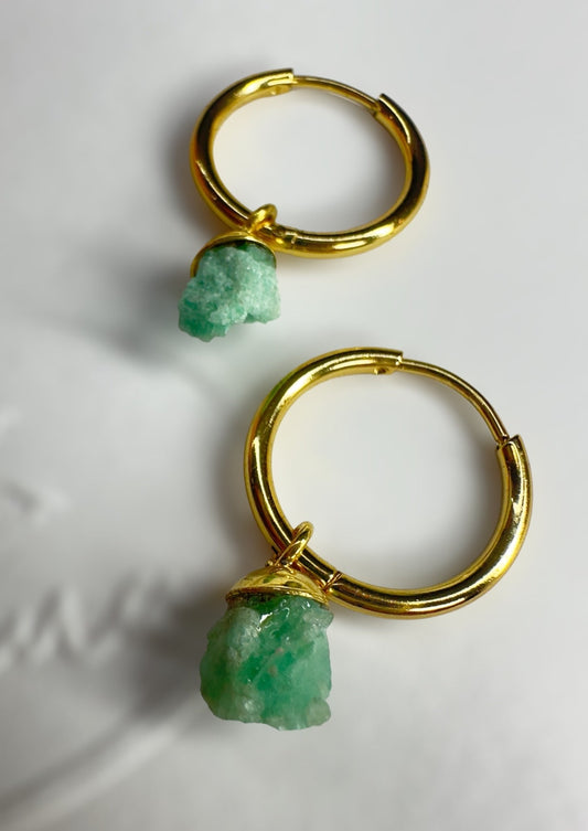 Small Emerald Steel Hoops- S400