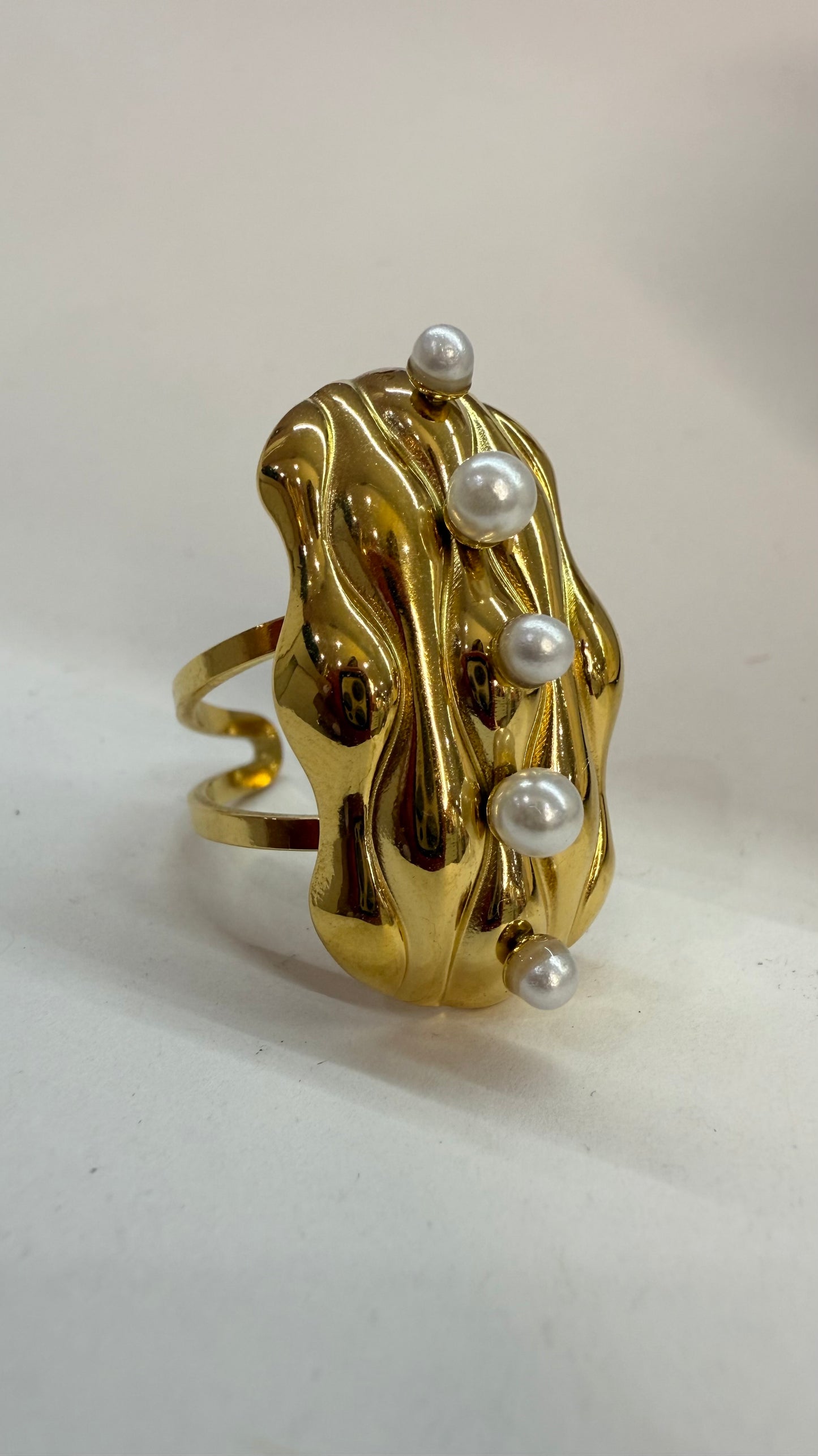 Abstract Pearls Steel Ring- S710