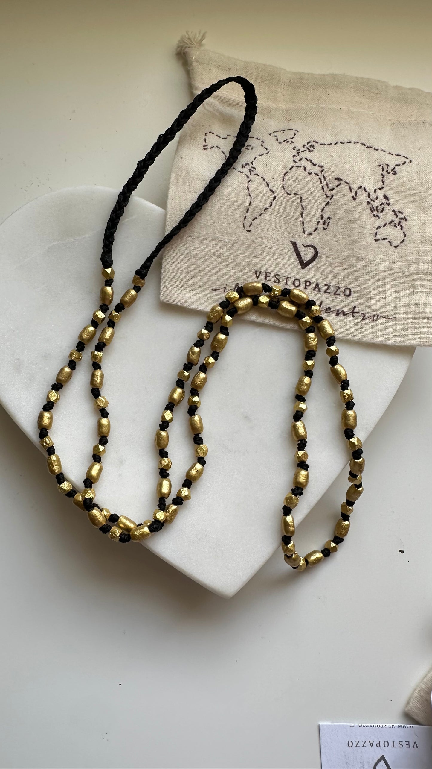 Macrame Nuggets Long Necklace- B1006