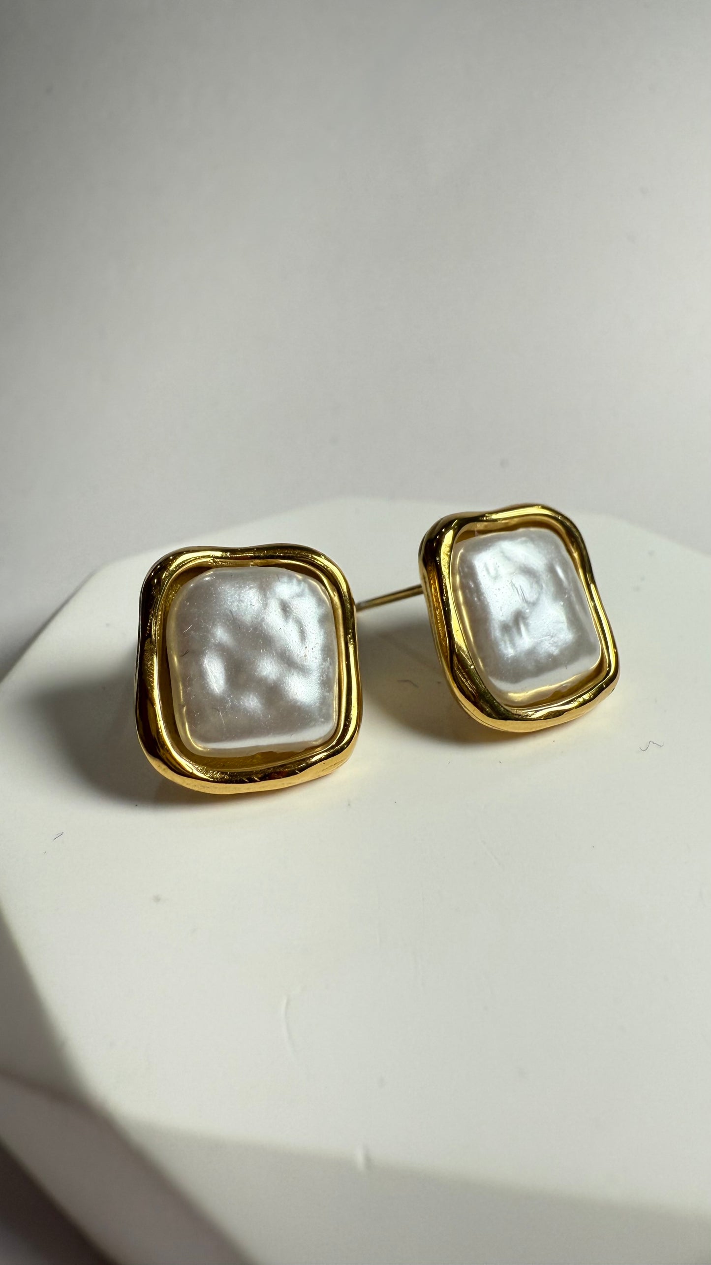 Square Pearl Stud Earrings-S331