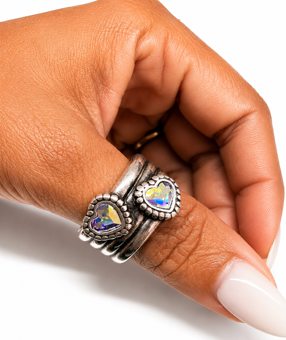 Two Hearts Chinky Ring- L51