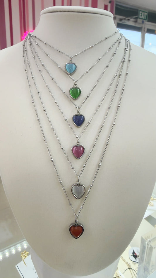 Mystic Cat Eye Heart Necklace- S32