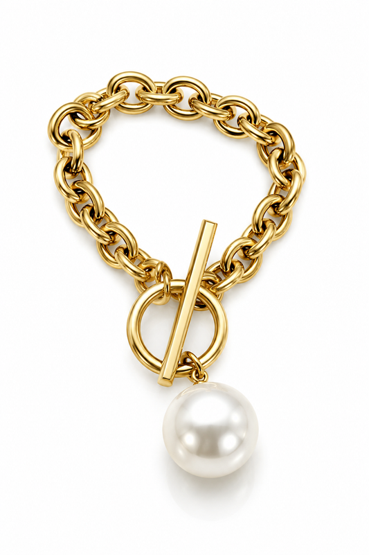 Big Pearl Steel Bracelet- S1129