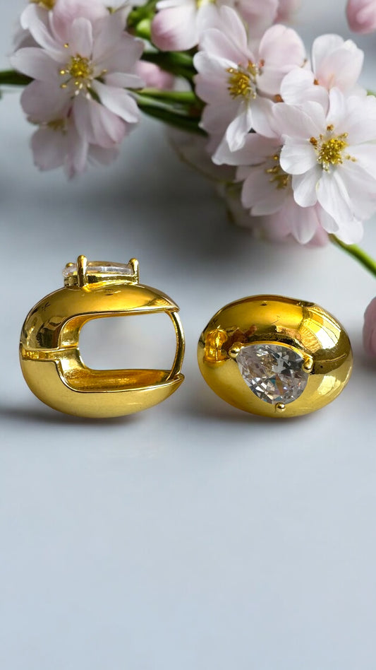Diamanté Chunky Steel Hoops- S243