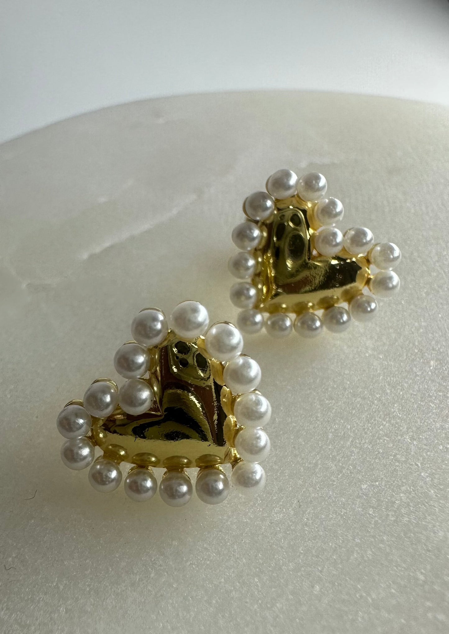 Heart Steel and Pearls Earrings-S139