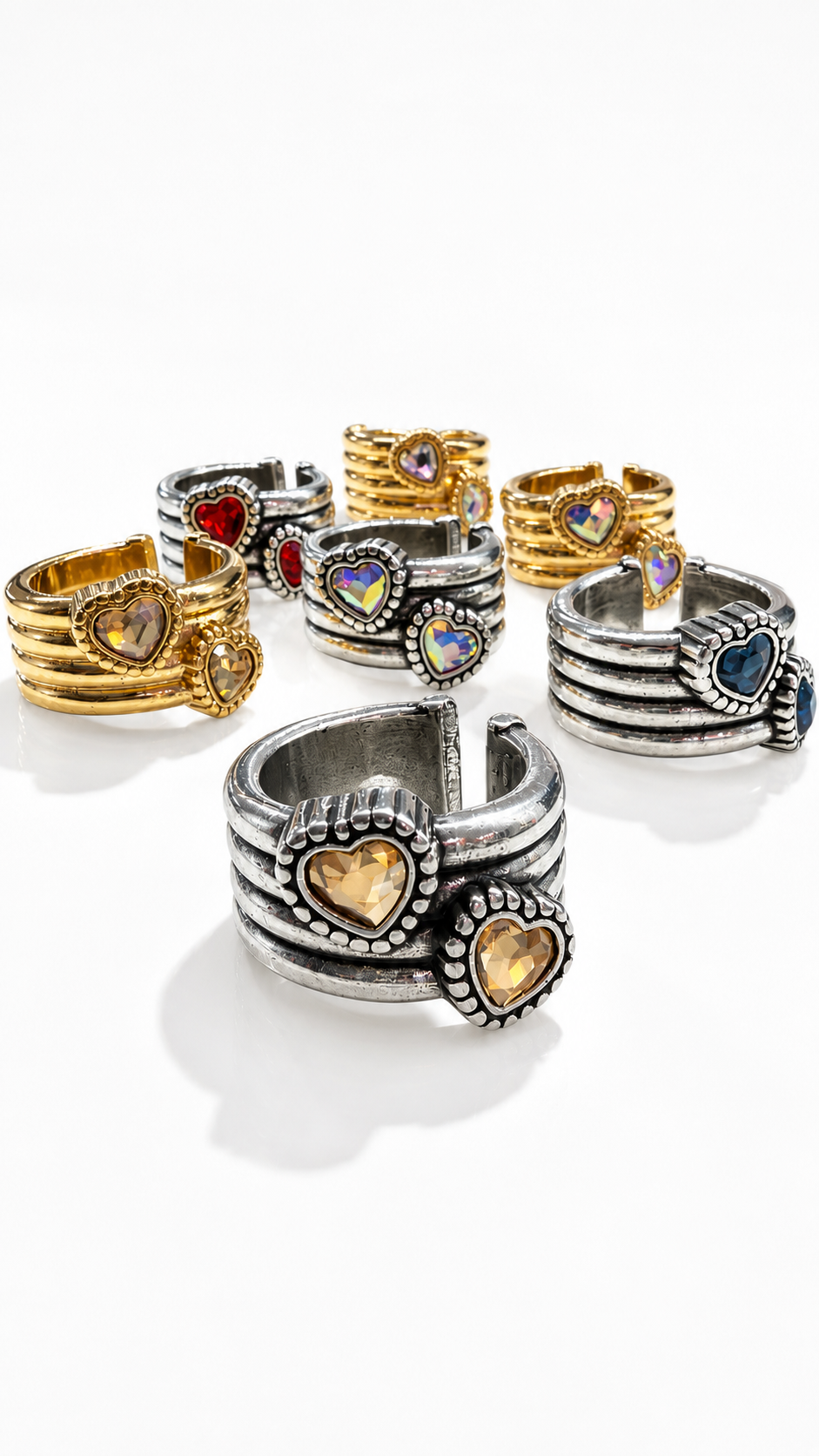 Two Hearts Chinky Ring- L51