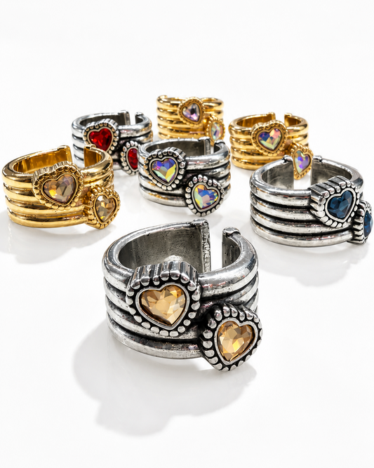 Two Hearts Chinky Ring- L51