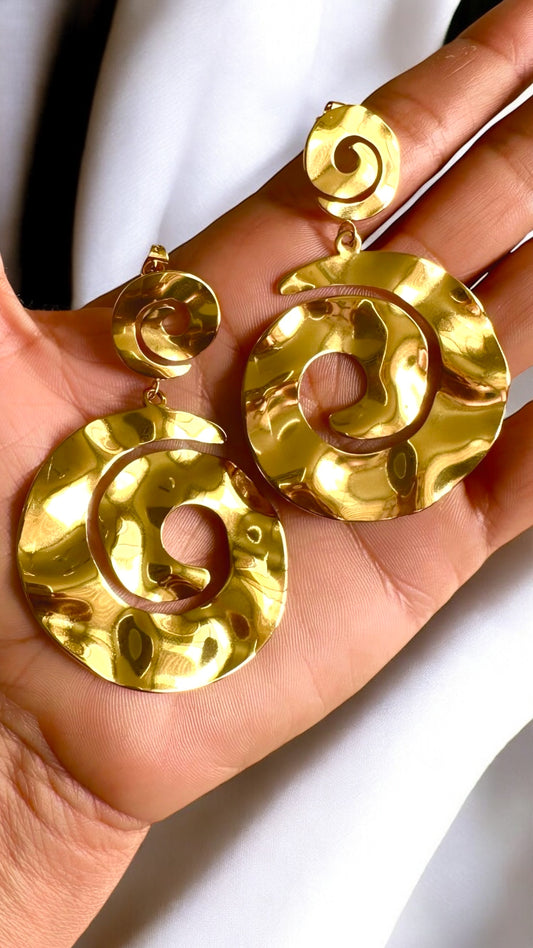 Big Swirl Steel Earrings-S212