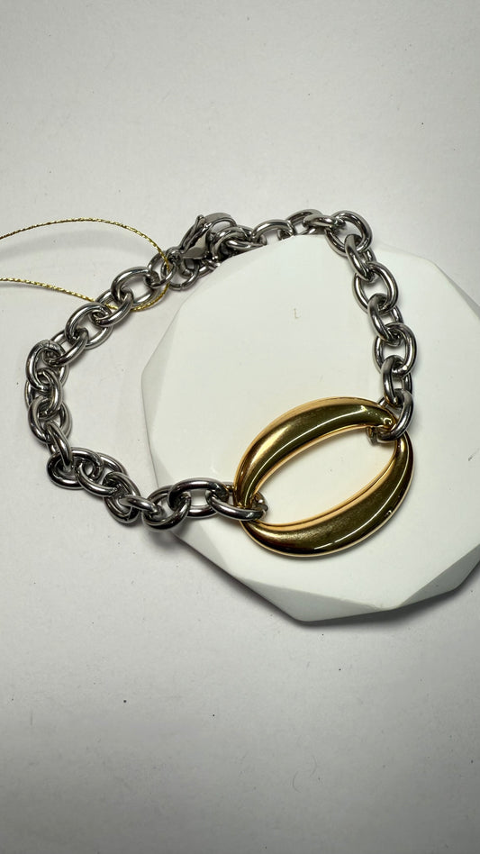 Oval 2 tones bracelet- S561