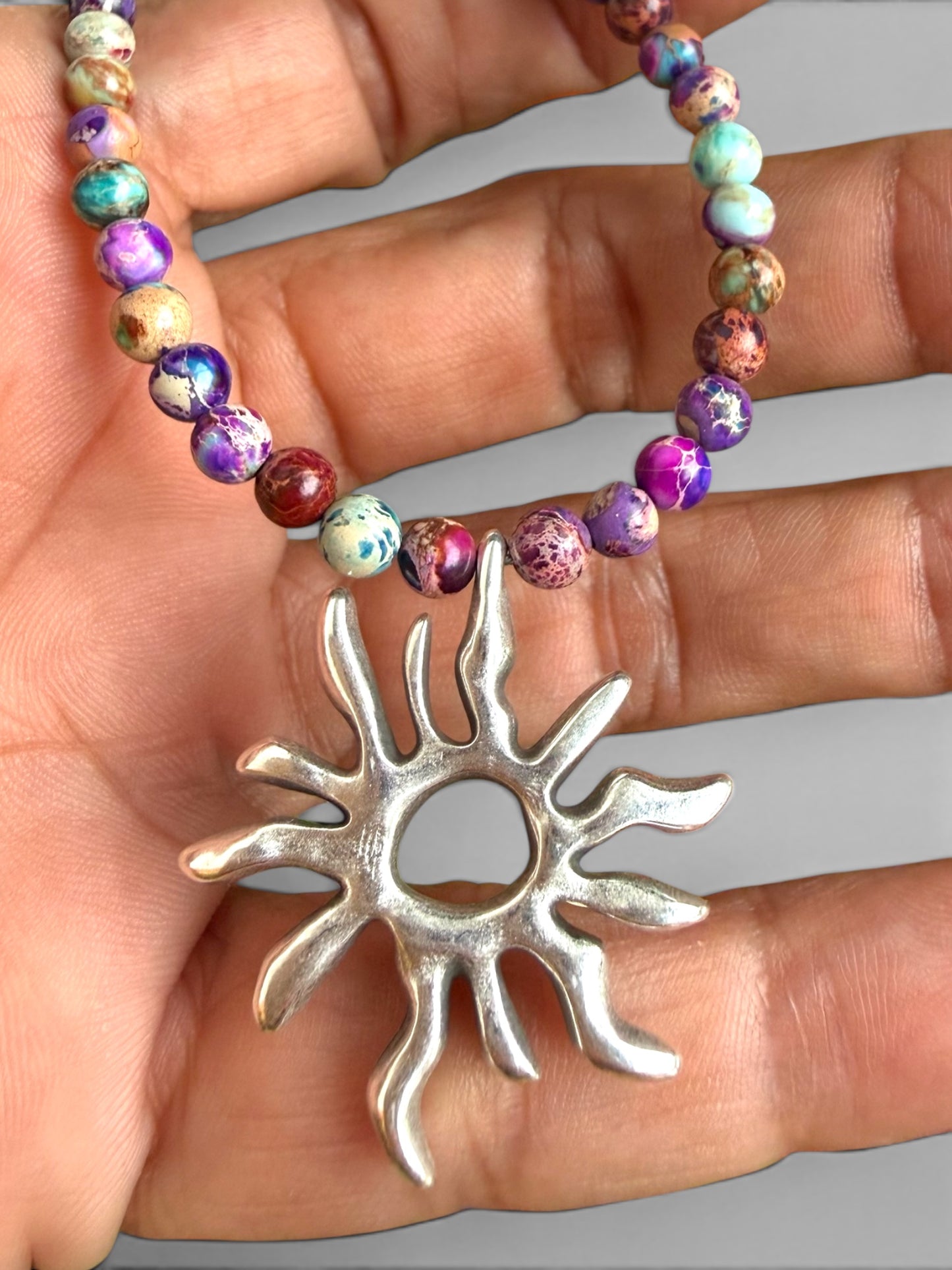 Silver Sun Necklace- P027
