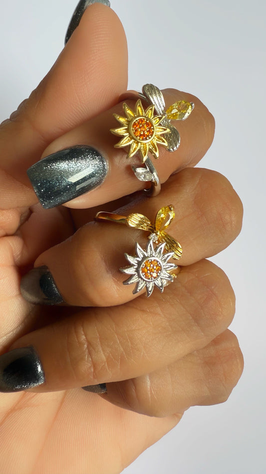 Sunflower and Bee spinning ring- S261