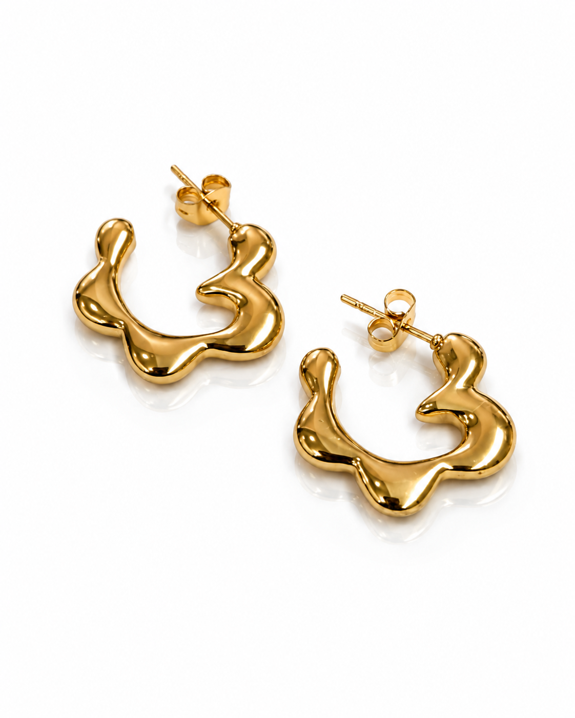 Leila Hoops Steel Earrings- S1150