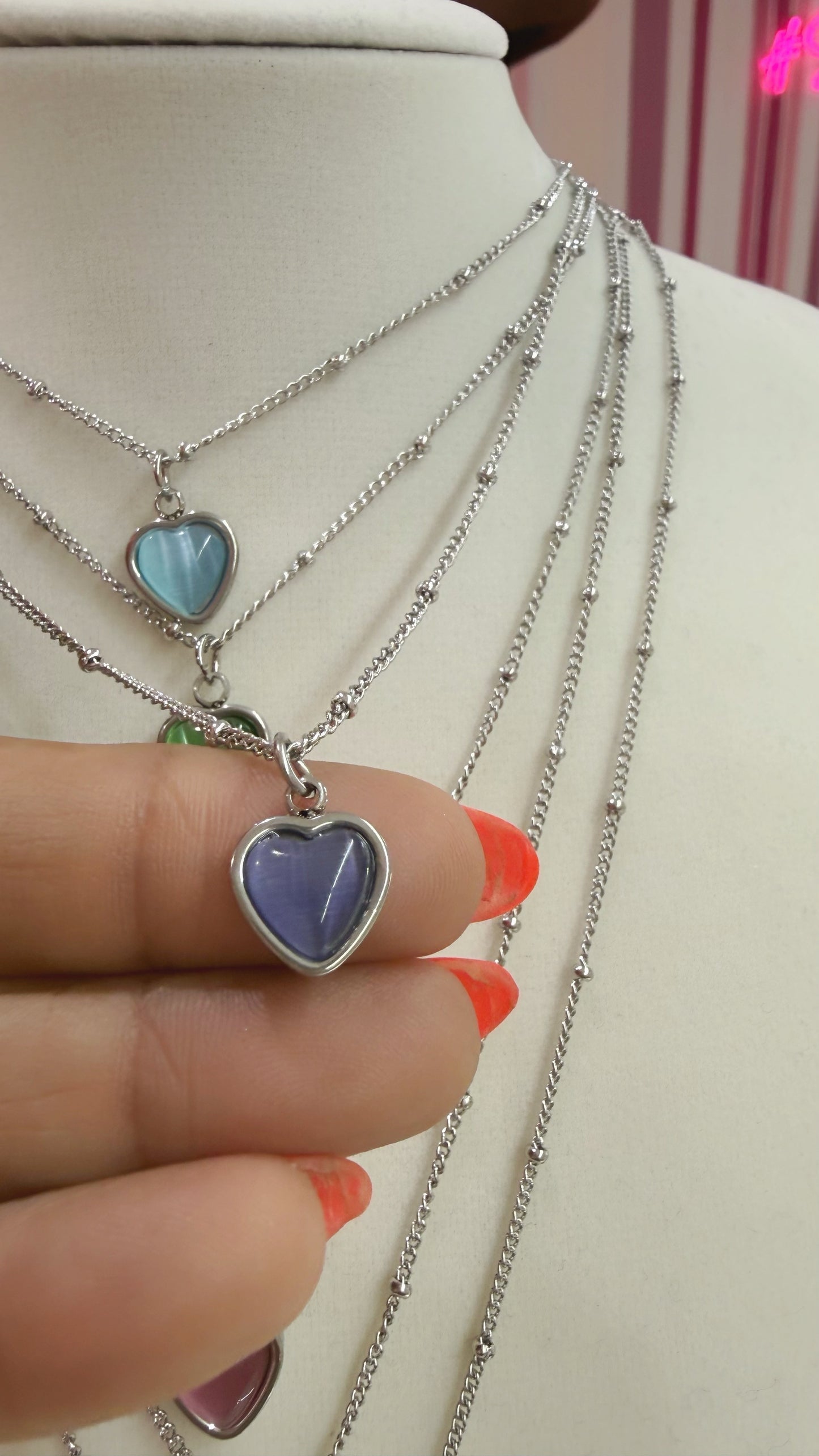 Mystic Cat Eye Heart Necklace- S32