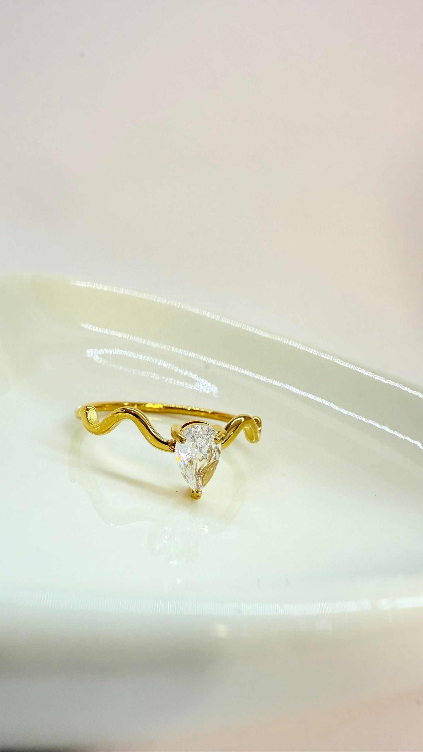Brilliant Drop Steel Ring- S33