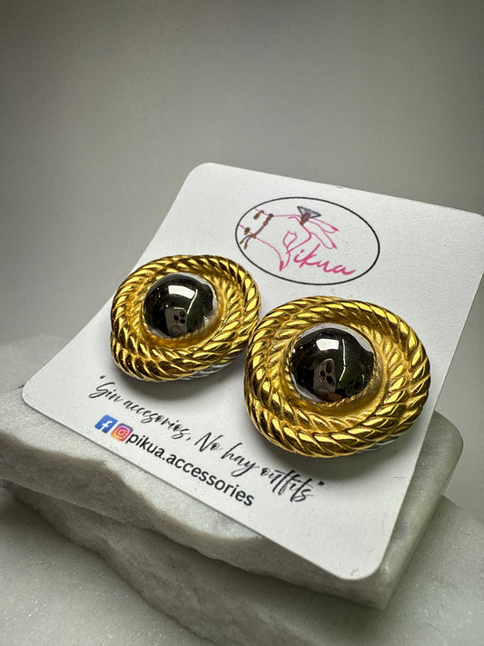 Two Tones Stud Earrings-S37