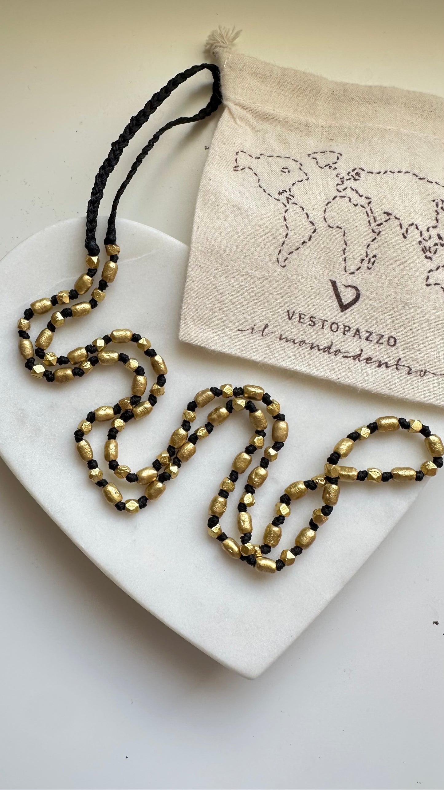 Macrame Nuggets Long Necklace- B1006