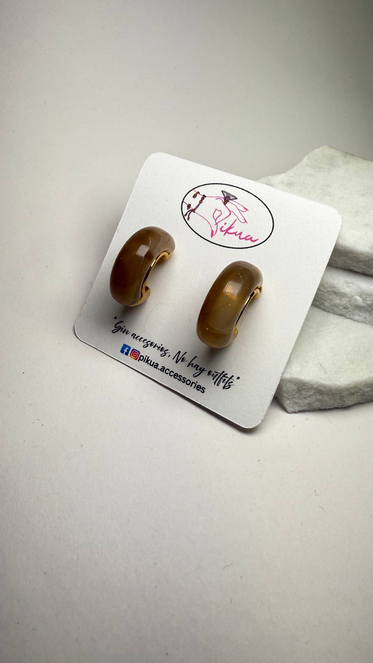 Marble Taupe Hoops- S411