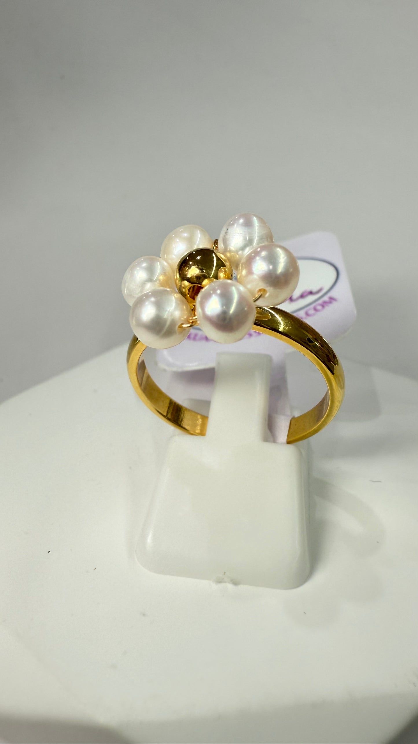 Flower Pearl Steel Ring- S75