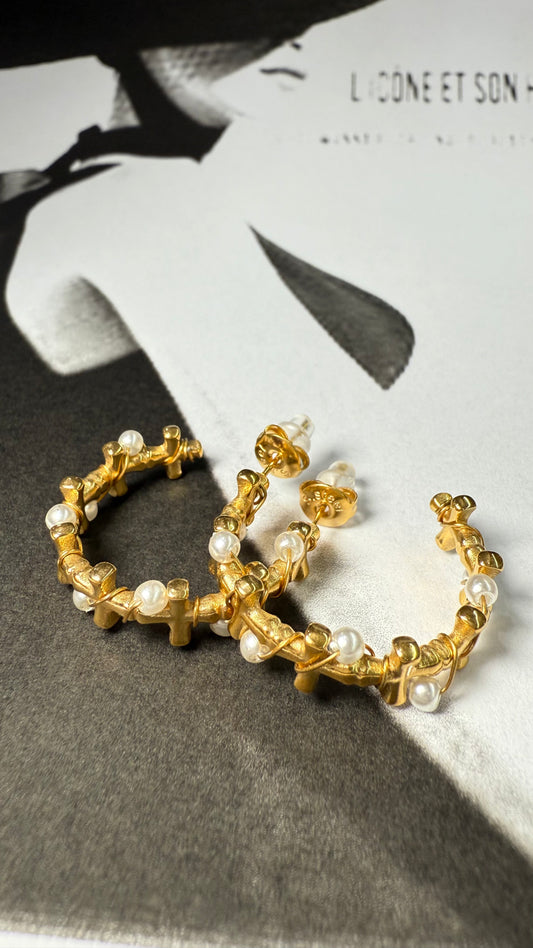 Cross Hoops Earrings- S114
