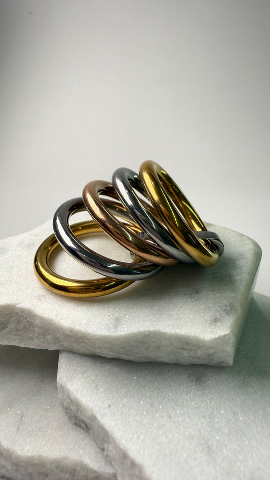Three Color Steel Ring- S102