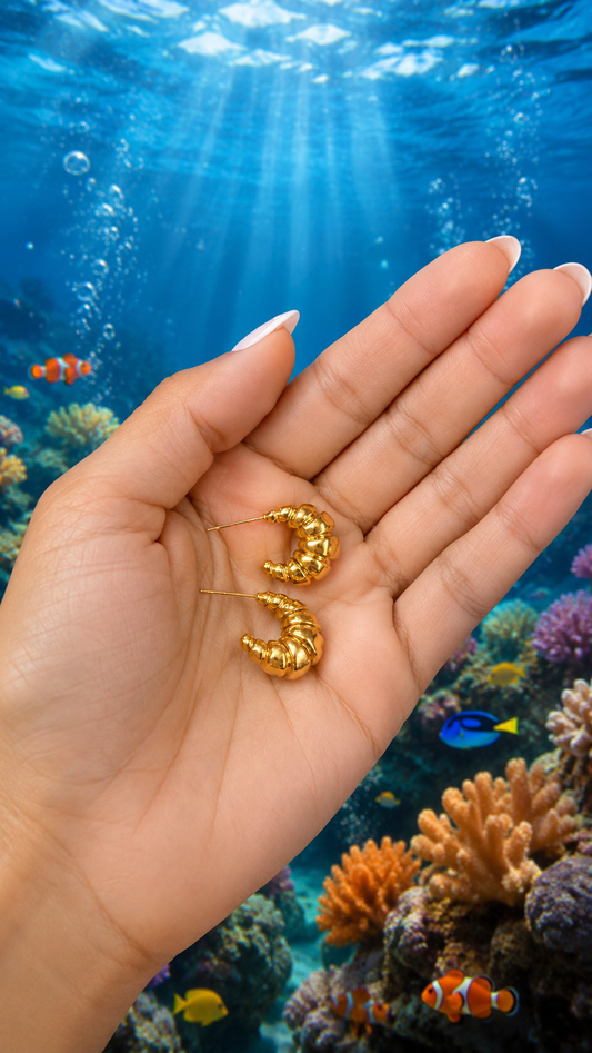 Golden Croissant Hoops- S229
