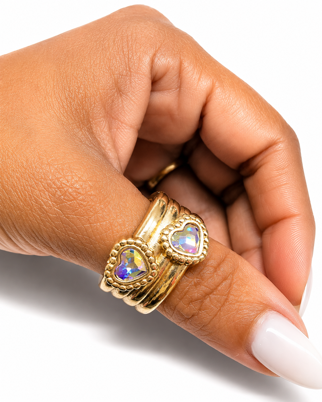 Two Hearts Chinky Ring- L51